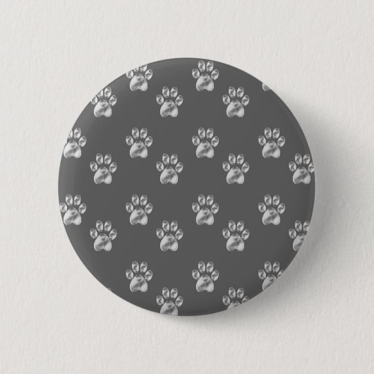 Badge Rond 5 Cm Motif de patte élégant sur gris foncé (Devant)