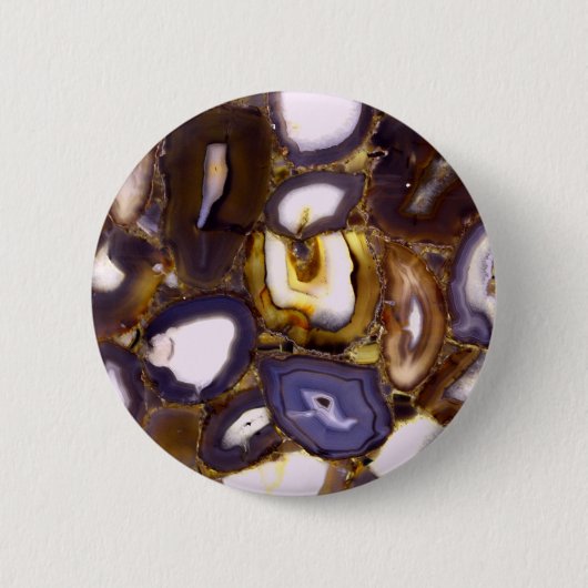 Badge Rond 5 Cm Motif de pierre d'agate brun violet blanc (Devant)