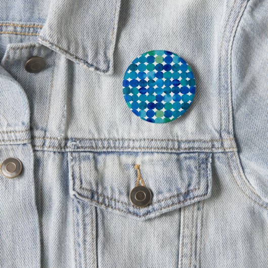 Badge Rond 5 Cm Motif de points - bleu et vert (En situation)