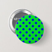 Badge Rond 5 Cm Motif de pois bleus sur fond vert (Devant & derrière)