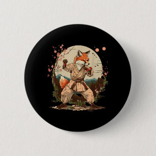 Badge Rond 5 Cm Motif de renard de karaté Taekwondo Jiu-Jitsu Mma