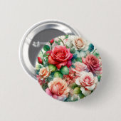 Badge Rond 5 Cm Motif de Rose lunatique (Devant & derrière)