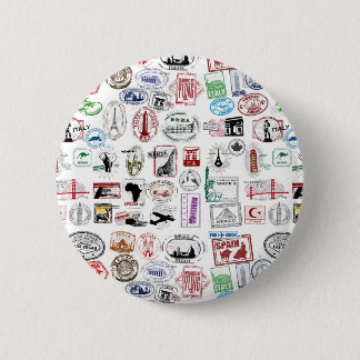 Badge Rond 5 Cm Motif de timbres de voyage