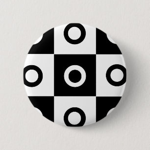 Badge Rond 5 Cm Motif de vérification noir et blanc