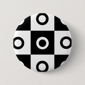 Badge Rond 5 Cm Motif de vérification noir et blanc