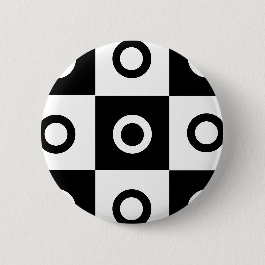 Badge Rond 5 Cm Motif de vérification noir et blanc (Devant)