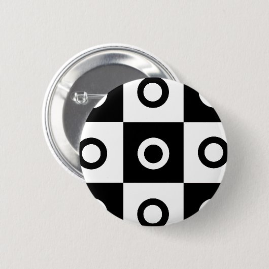 Badge Rond 5 Cm Motif de vérification noir et blanc (Devant & derrière)