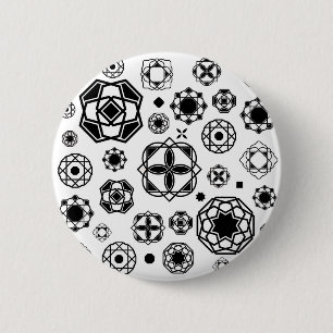 Badge Rond 5 Cm Motif décoratif arabesque noir blanc mignon
