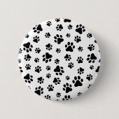 Badge Rond 5 Cm Motif des pattes, pattes de chien, noir et blanc (Devant)