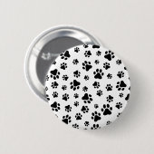 Badge Rond 5 Cm Motif des pattes, pattes de chien, noir et blanc (Devant & derrière)