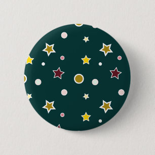 Badge Rond 5 Cm Motif d'étoile festive sur sarcelle foncée