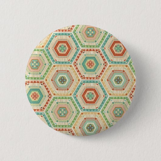 Badge Rond 5 Cm Motif d'hexagone de sud-ouest d'étape | de Geo de (Devant)