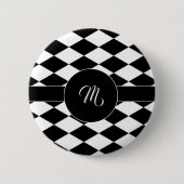 Badge Rond 5 Cm Motif diamant blanc et noir (Devant)