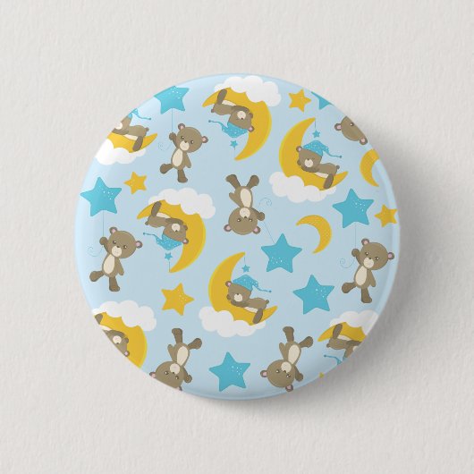 Badge Rond 5 Cm Motif D'Ours, Mignonnes Ours, Nounours, Étoiles (Devant)