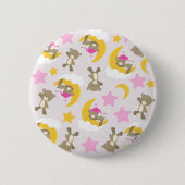 Badge Rond 5 Cm Motif D'Ours, Nounours, Mignons Ours, Étoiles (Devant)