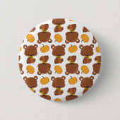 Badge Rond 5 Cm Motif D'Ours, Ours Mignons, Automne, Citrouille (Devant)