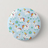 Badge Rond 5 Cm Motif D'Unicornes, De Mignons Unicornes, Fleurs (Devant)