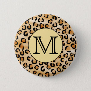Badge Rond 5 Cm Motif Empreinte de léopard Monogramme personnalisé