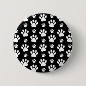 Badge Rond 5 Cm Motif, Empreintes de pattes, pattes de chien, noir (Devant)