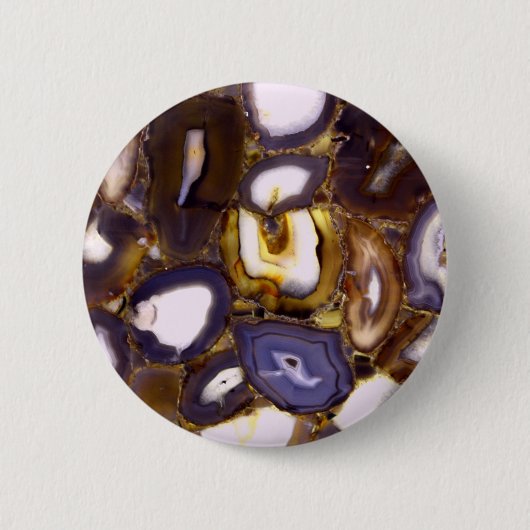Badge Rond 5 Cm Motif en pierre blanche Brown violet (Devant)