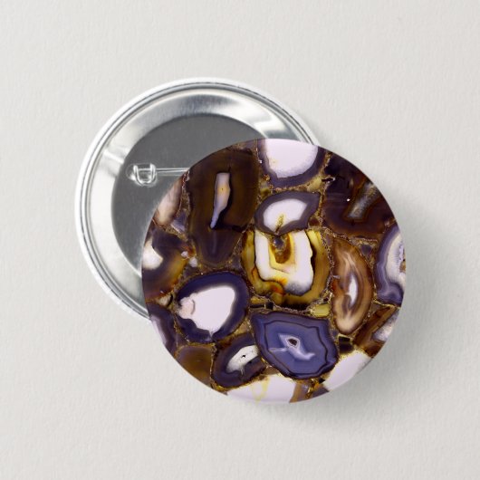 Badge Rond 5 Cm Motif en pierre blanche Brown violet (Devant & derrière)