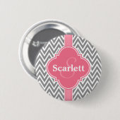 Badge Rond 5 Cm Motif et monogramme gris rose (Devant & derrière)