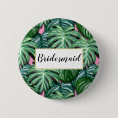 Badge Rond 5 Cm Motif Feuille tropical - Bridemaid de feuillage ve (Devant)