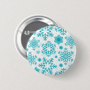 Badge Rond 5 Cm Motif Flocon de Neige Bleu