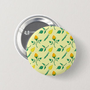 Badge Rond 5 Cm Motif floral avec rose jaune et fleurs de tulipe