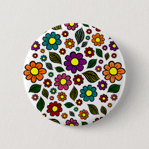 Badge Rond 5 Cm Motif floral coloré de la nature