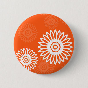 Badge Rond 5 Cm Motif floral minimaliste tangerine orange margueri