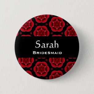 Badge Rond 5 Cm Motif floral rouge 008 de bouton de demoiselle