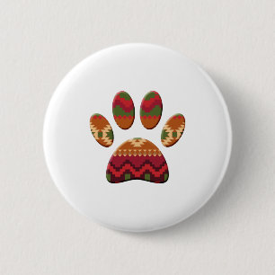 Badge Rond 5 Cm Motif géométrique Aztec Empreinte de patte Art Dog