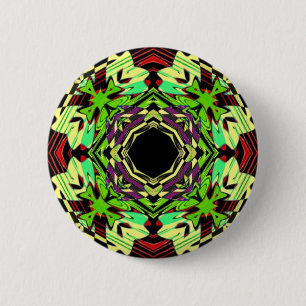 Badge Rond 5 Cm Motif géométrique jaune et vert