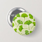 Badge Rond 5 Cm Motif Ginkgo sur blanc (Devant & derrière)