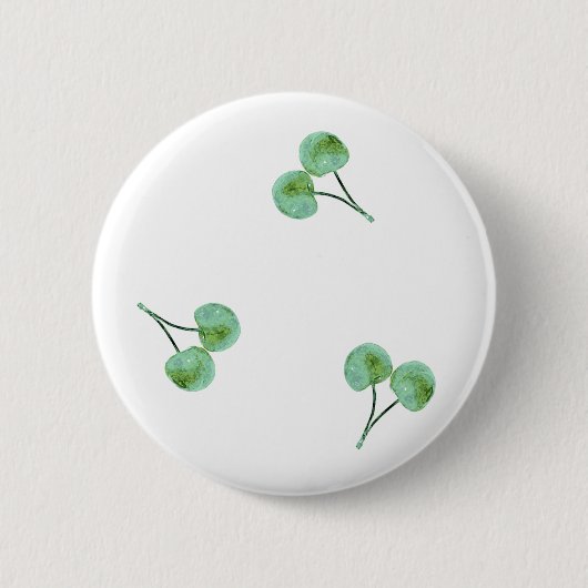 Badge Rond 5 Cm Motif Green Cherry (Devant)