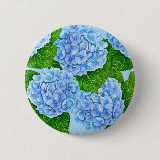 Badge Rond 5 Cm Motif hydrangée bleu (Devant)