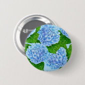 Badge Rond 5 Cm Motif hydrangée bleu (Devant & derrière)