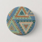 Badge Rond 5 Cm Motif indien tribal | bleu extérieur de Geo X (Devant)