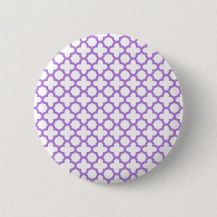 Badge Rond 5 Cm Motif Lavender Quatrefoil
