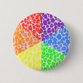 Badge Rond 5 Cm Motif Léopard Angles Arc-en-ciel