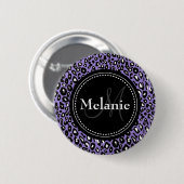 Badge Rond 5 Cm Motif Léopard blanc noir violet monogramme (Devant & derrière)