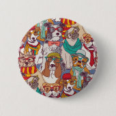 Badge Rond 5 Cm Motif mignon de mode de chiot (Devant)