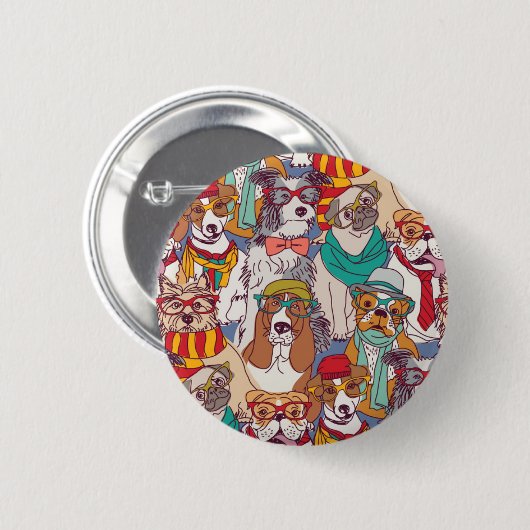 Badge Rond 5 Cm Motif mignon de mode de chiot (Devant & derrière)