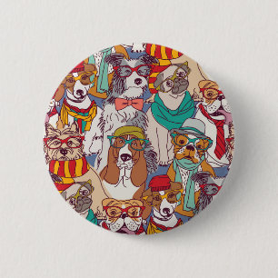 Badge Rond 5 Cm Motif mignon de mode de chiot