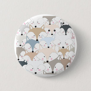 Badge Rond 5 Cm Motif mignon de renard ou de loup de bande