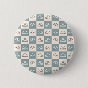 Badge Rond 5 Cm Motif minimaliste arc-en-ciel à carreaux bohème