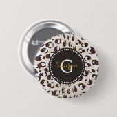 Badge Rond 5 Cm Motif moderne chic brun cheetah imprimé monogramme (Devant & derrière)