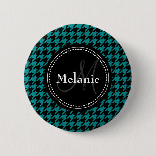 Badge Rond 5 Cm Motif monogramme noir bleu foncé