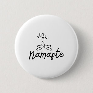 Badge Rond 5 Cm Motif Namaste Lotus pour la spiritualité de la méd